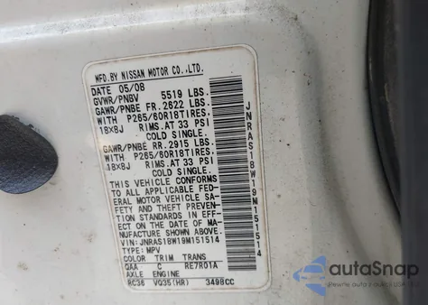 2009 Infiniti Fx35 from USA, damaged, VIN JNRAS18W19M151514